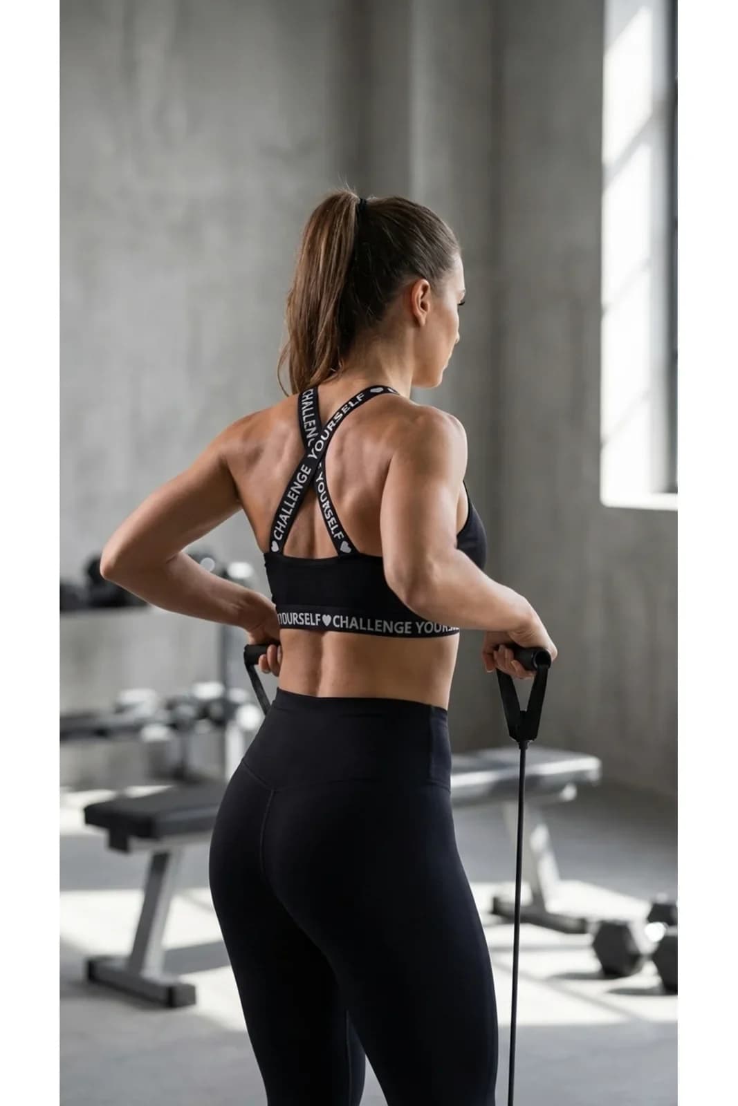 Çapraz Askılı Spor Sütyeni Siyah