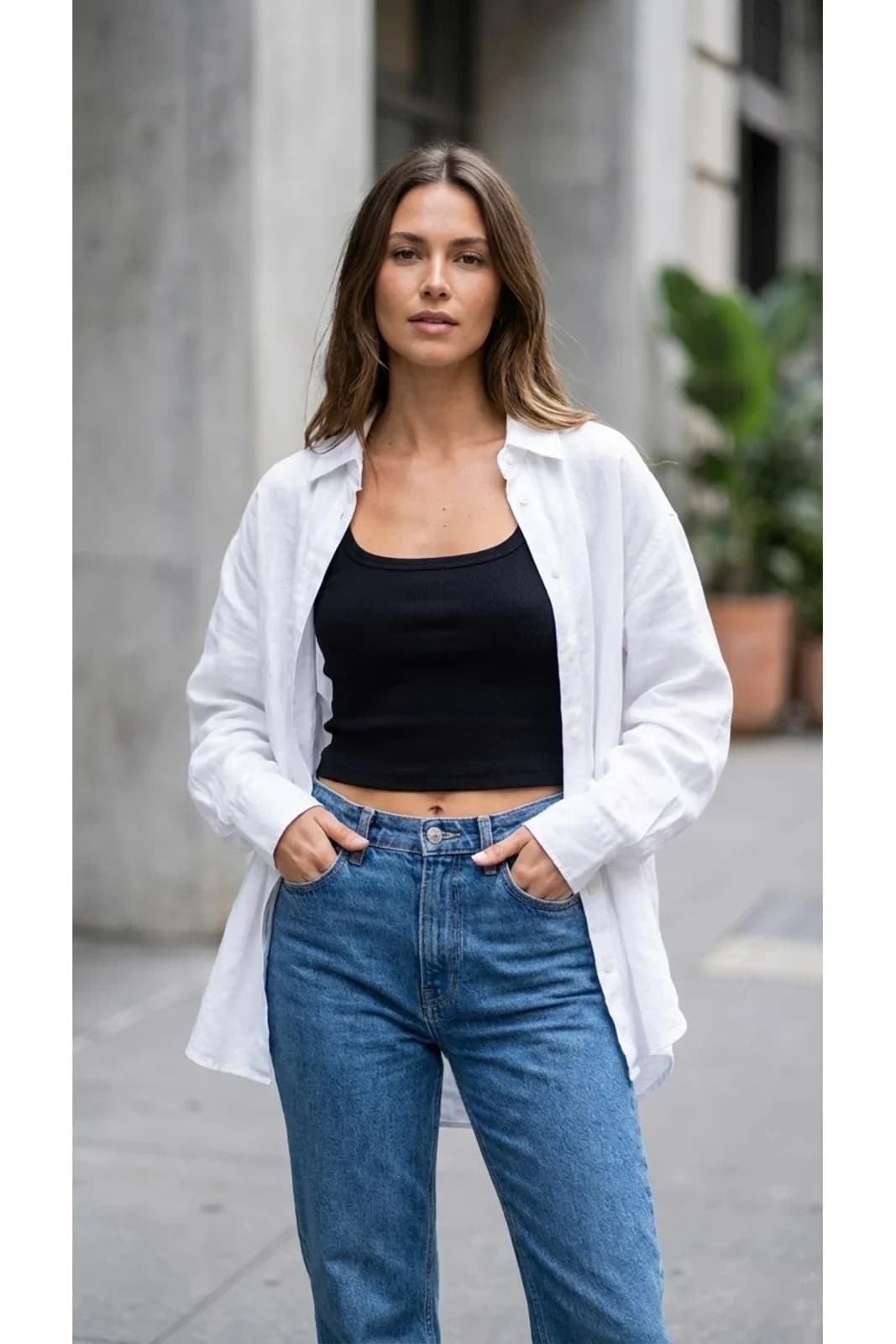 Kalın Askılı Crop Büstiyer Siyah