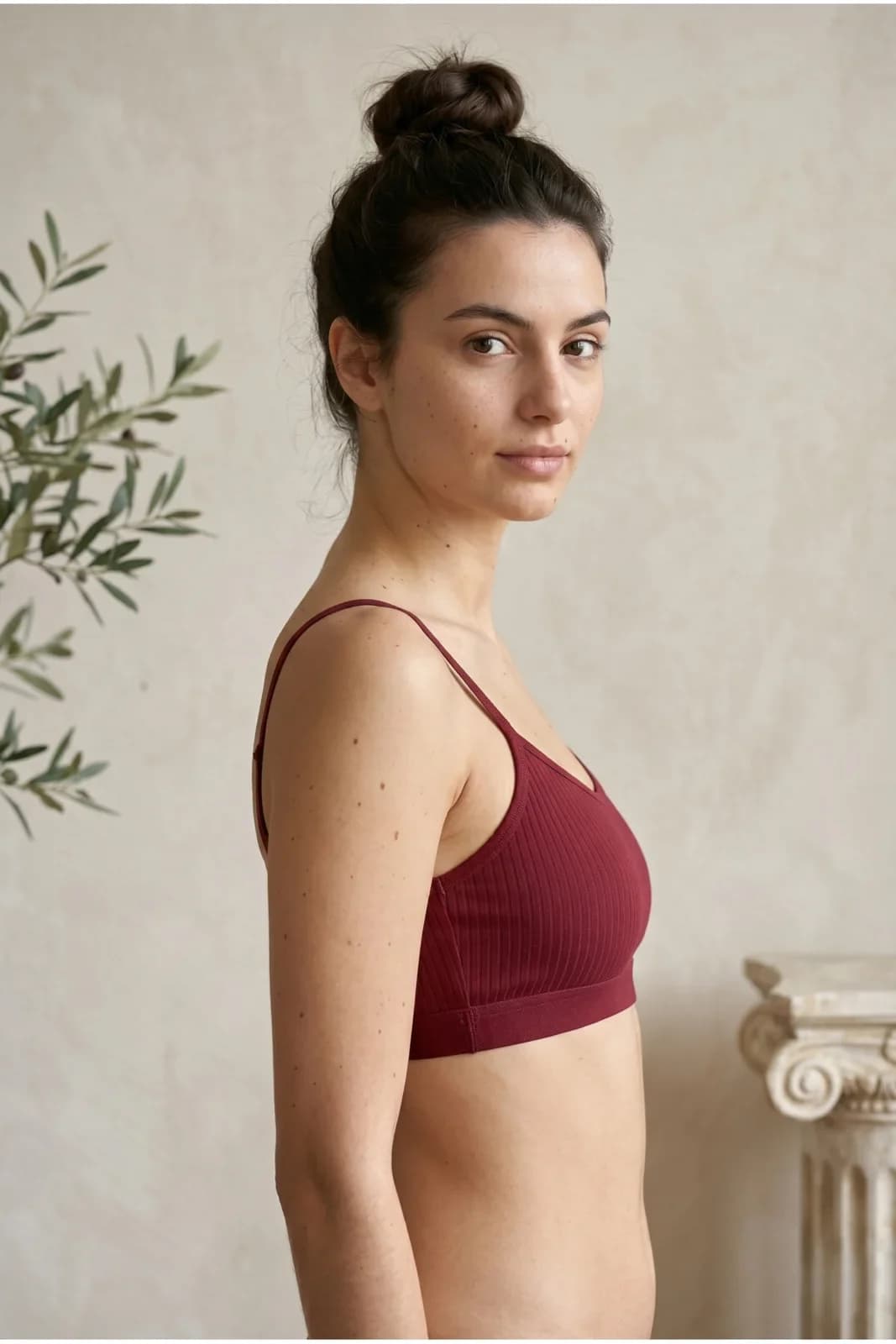 Fitilli İp Askılı Büstiyer Bordo