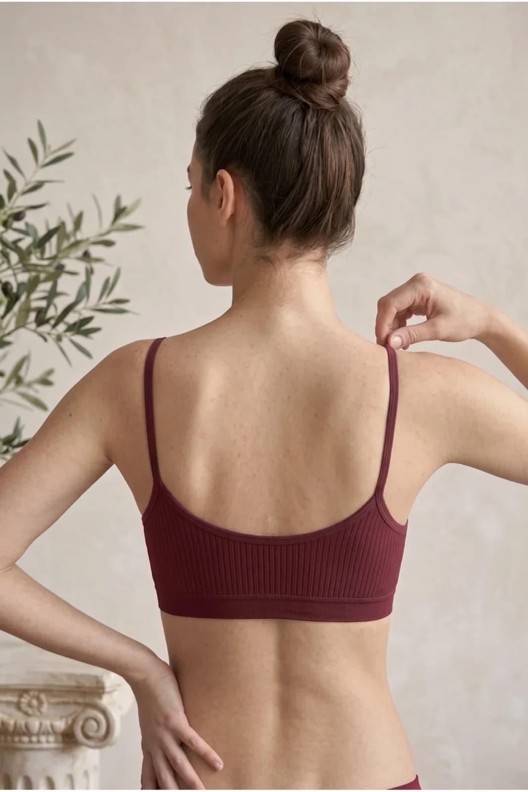 Fitilli İp Askılı Büstiyer Bordo