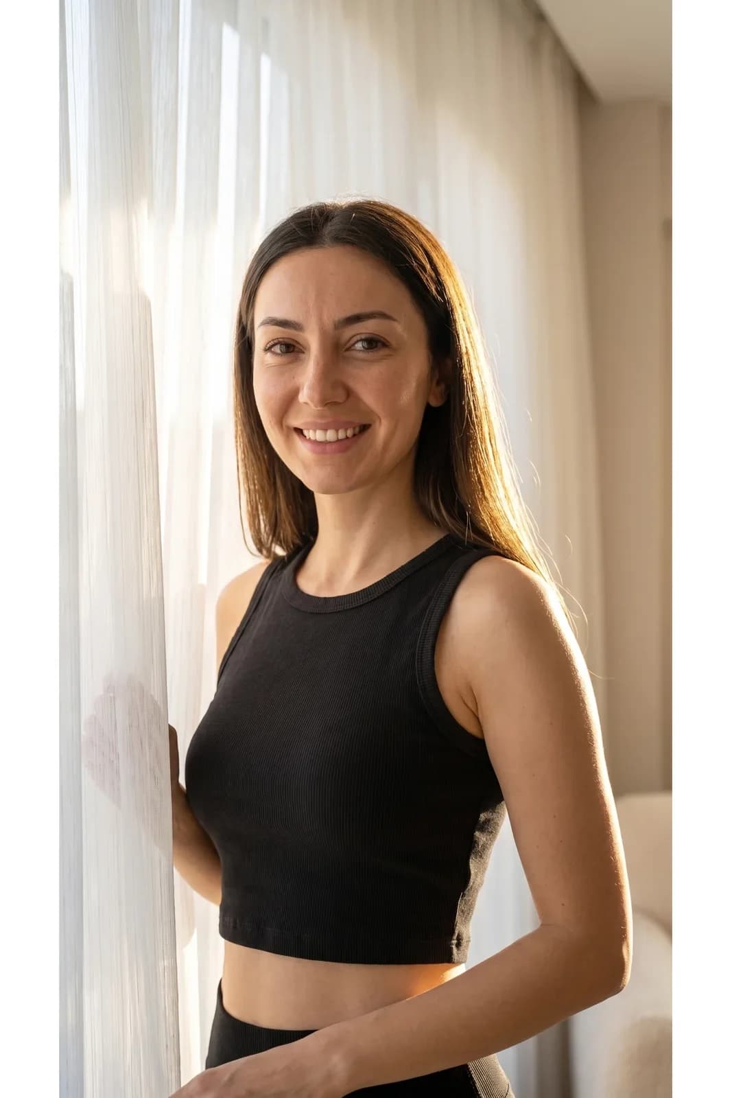 Kapalı Yaka Crop Büstiyer Siyah